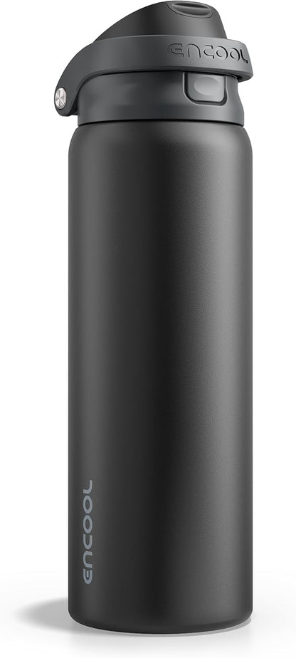 ENCOOL Leakproof Insulated Water Bottle with Straw Dual-Sip Water Bottle Bag-Safe Design for Work, Commute & Gym – Keeps Drinks Cold All Day, 24 oz, Lemonade Pink - Colors B