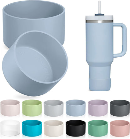 KTKUDY 2-Pack Silicone Boot for Stanley Tumbler 40 30 20 oz & Intended for Hydro Flask 12-24 oz - Cup Boot fit Select Yeti, Simple Modern, Owala Water Bottle - Bottom Cover Accessories Fit Stanley Cup