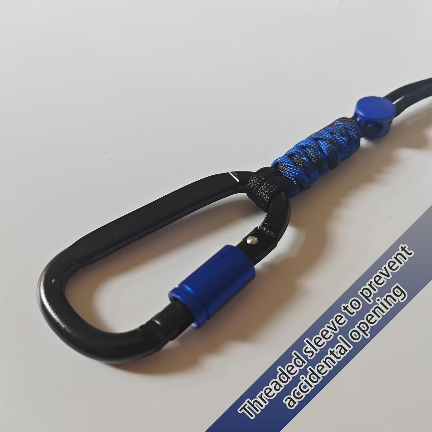 Paracord Keychain/Carabiner Clip - Jaymokes D Ring Metal Hook for Water Bottle, Key, Backpacks and More