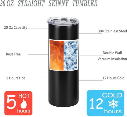 8 Pack 20 Oz Straight Skinny Tumblers, Individually Gift Boxed Stainless Steel Slim Skinny Tumbler Set Bulk, 20 Oz Insulated Slim Thin Travel Tumbler Cup for Diy, Silver