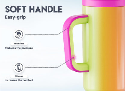 Meoky 40 oz Tumbler with Handle and Straw: Stainless Steel Insulated Tumbler with Lid and Straw - 100% Leak Proof Tumbler for Car Cup Holders - Travelers Commuters Workers, Donut