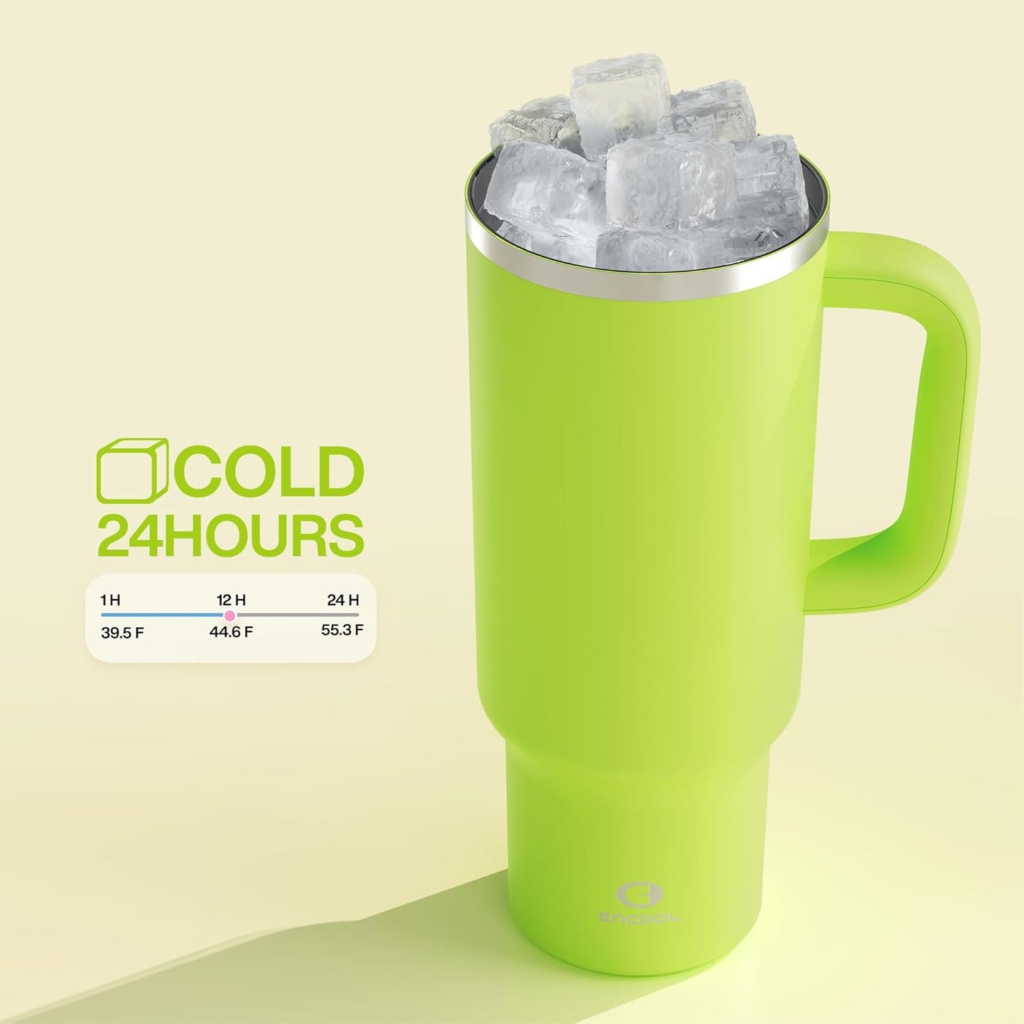 40 oz Tumbler with Handle and Straw: Stainless Steel Insulated Tumbler Keeps Cold for 24 Hours, Leakproof Travel Cup Fits in Cup Holder and BPA-Free, Cotton Candy