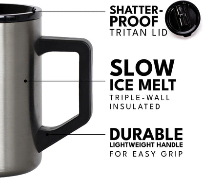 Elemental Insulated Coffee Mug - Triple-Wall Stainless Steel Summit Travel Cup for Hot and Cold Drinks - Thermal Coffee Mug with Lid and Handle for Camping, Office & Travel 16oz - Rainbow Speckle