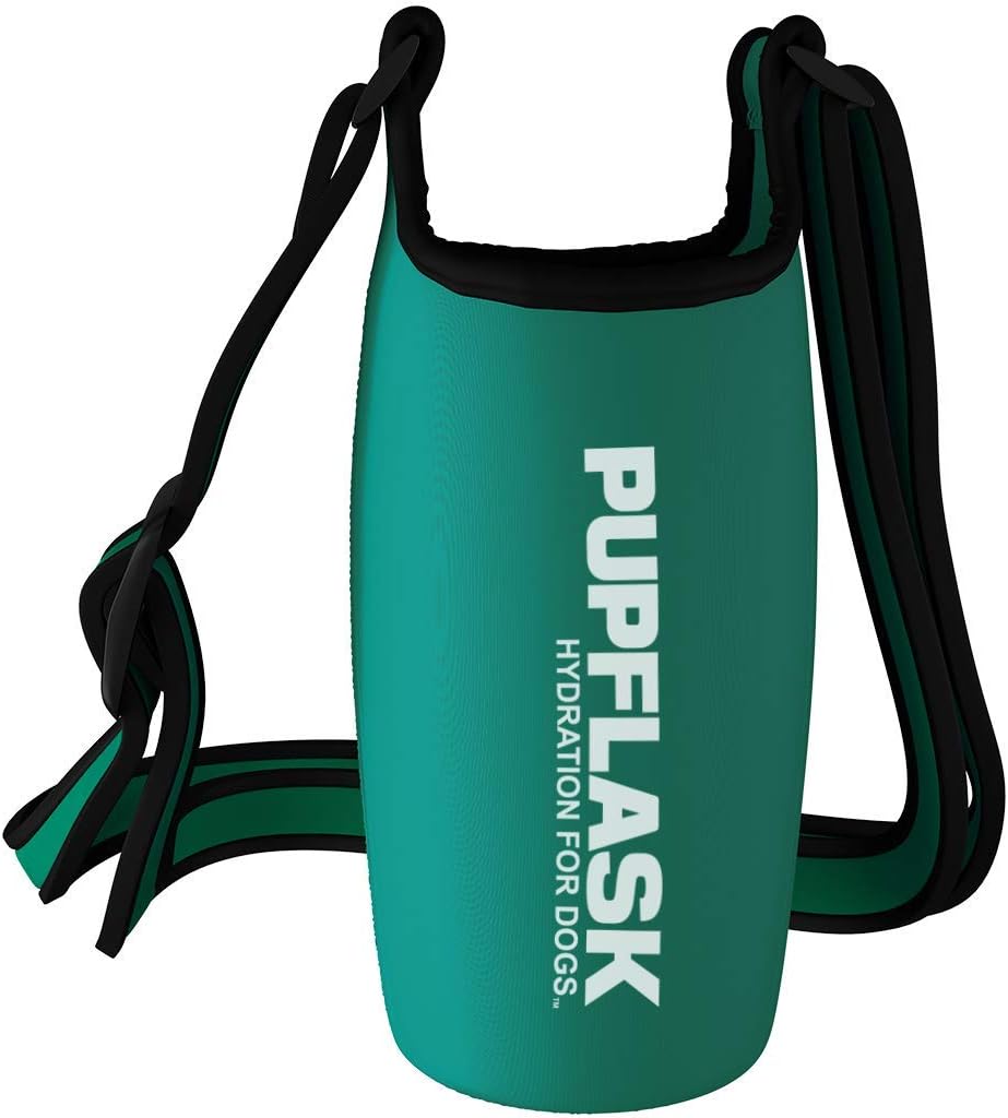 Tuff Pupper PupFlask Insulated Neoprene Dog Water Bottle Holder Sling with Wide Adjustable Shoulder Strap, Great for Travel, Walking, Hiking, Portable Pet Water Bottle Holder (40 OZ, Nebulas Blue)