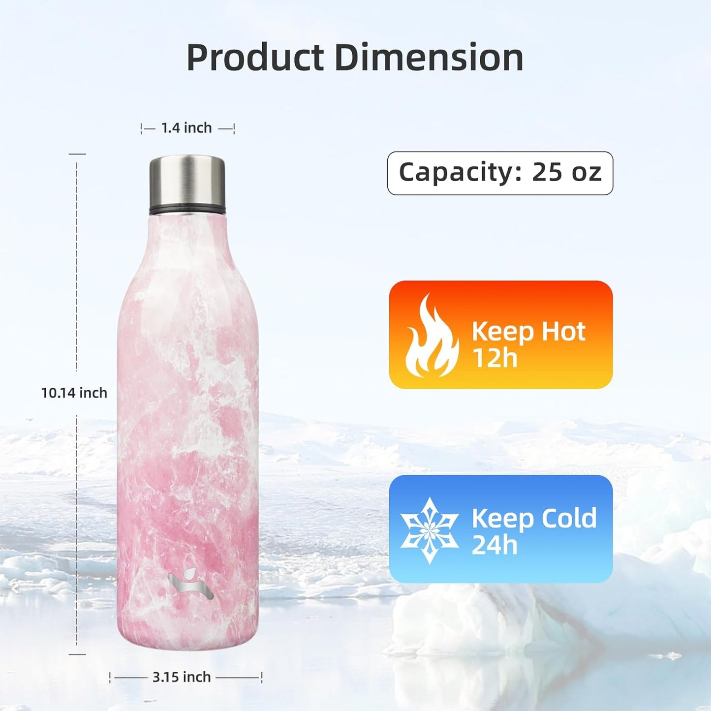 Konokyo Insulated Water Bottle with Strap,18 oz Double Wall Stainless Steel Vacuum Bottles Metal Water Flask,Macaron Green - Colors A