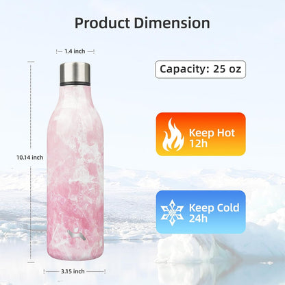 Konokyo Insulated Water Bottle with Strap,18 oz Double Wall Stainless Steel Vacuum Bottles Metal Water Flask,Macaron Green - Colors A