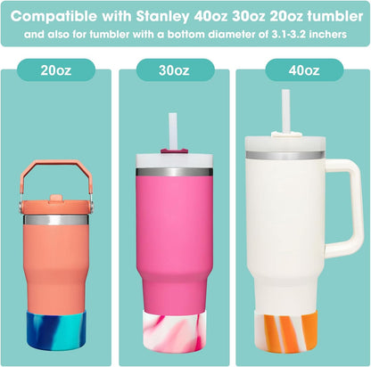 Airboat Upgrade 2PCS Protective Silicone Boot Bumper for Stanley Quencher Adventure 40oz 30oz IceFlow 20oz 30oz Tumbler, Water Bottle Bottom Sleeve Cover Accessories for Stanley Mug Cup(Black)