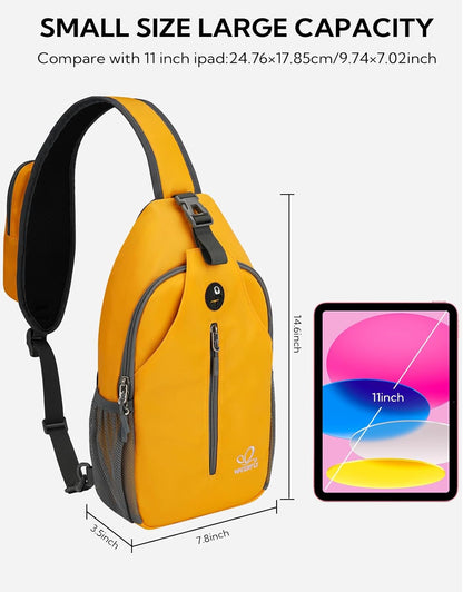 WATERFLY Crossbody Sling Backpack Sling Bag Travel Hiking Chest Bag Daypack (Black)