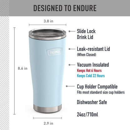THERMOS ICON SERIES, Stainless Steel Tumbler with Slide Lock, 18 Ounce, Mystic Navy