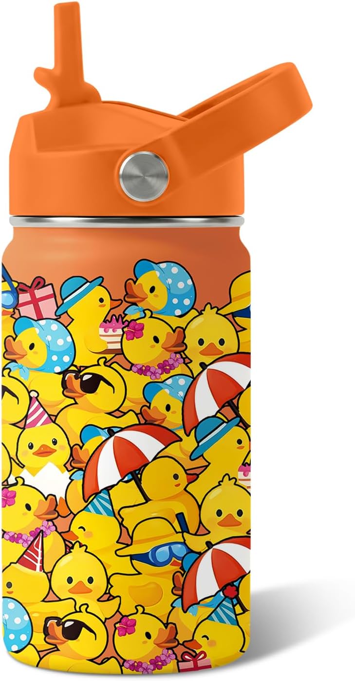 Strawberry Gifts for Kids - 16oz Pink Kids Water Bottle with Straw Lid, Stainless Steel Insulated Water Bottle, Leakproof, BPA-Free, for Girls, School, Strawberry Lover Children Birthday Gift Cup(1pc)