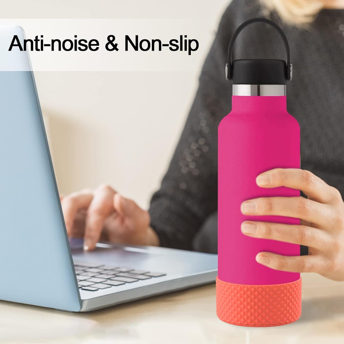 WUQID Water Bottle Boot, Diamond Silicone Boot Compatible with Stanleyy Tumbler 20-40oz & Hydroo Flask Bottle 12oz-24oz, Reduces Dents Sleeve Cover for More Bottles/Tumblers Bottom of 2.83-2.95in