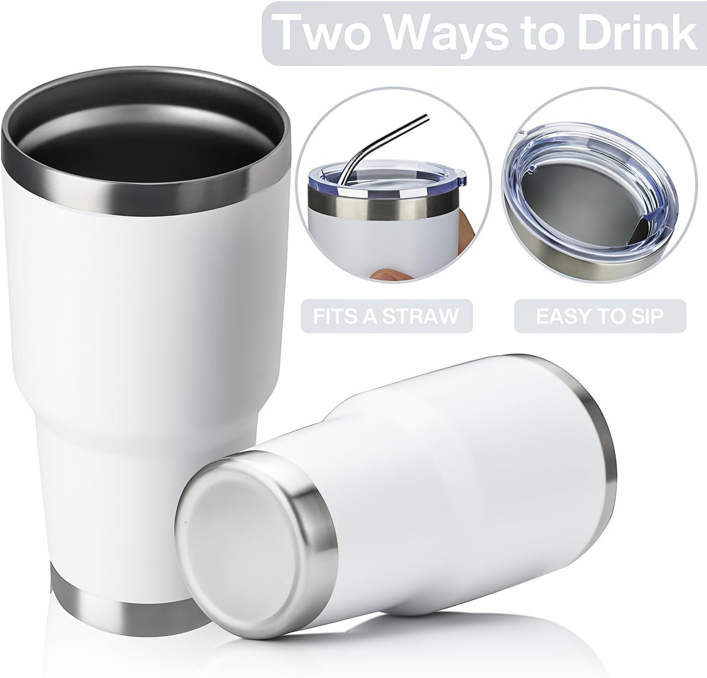 MEWAY 30oz Tumbler Double Wall Vacuum Insulated Travel Mug, Stainless Steel Tumbler with Lid, Durable Powder Coated Insulated Coffee Cup for Cold & Hot Drinks (Silver,1 PACK)