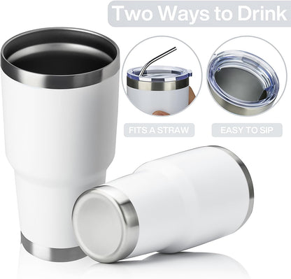 MEWAY 30oz Tumbler Double Wall Vacuum Insulated Travel Mug, Stainless Steel Tumbler with Lid, Durable Powder Coated Insulated Coffee Cup for Cold & Hot Drinks (Silver,1 PACK)