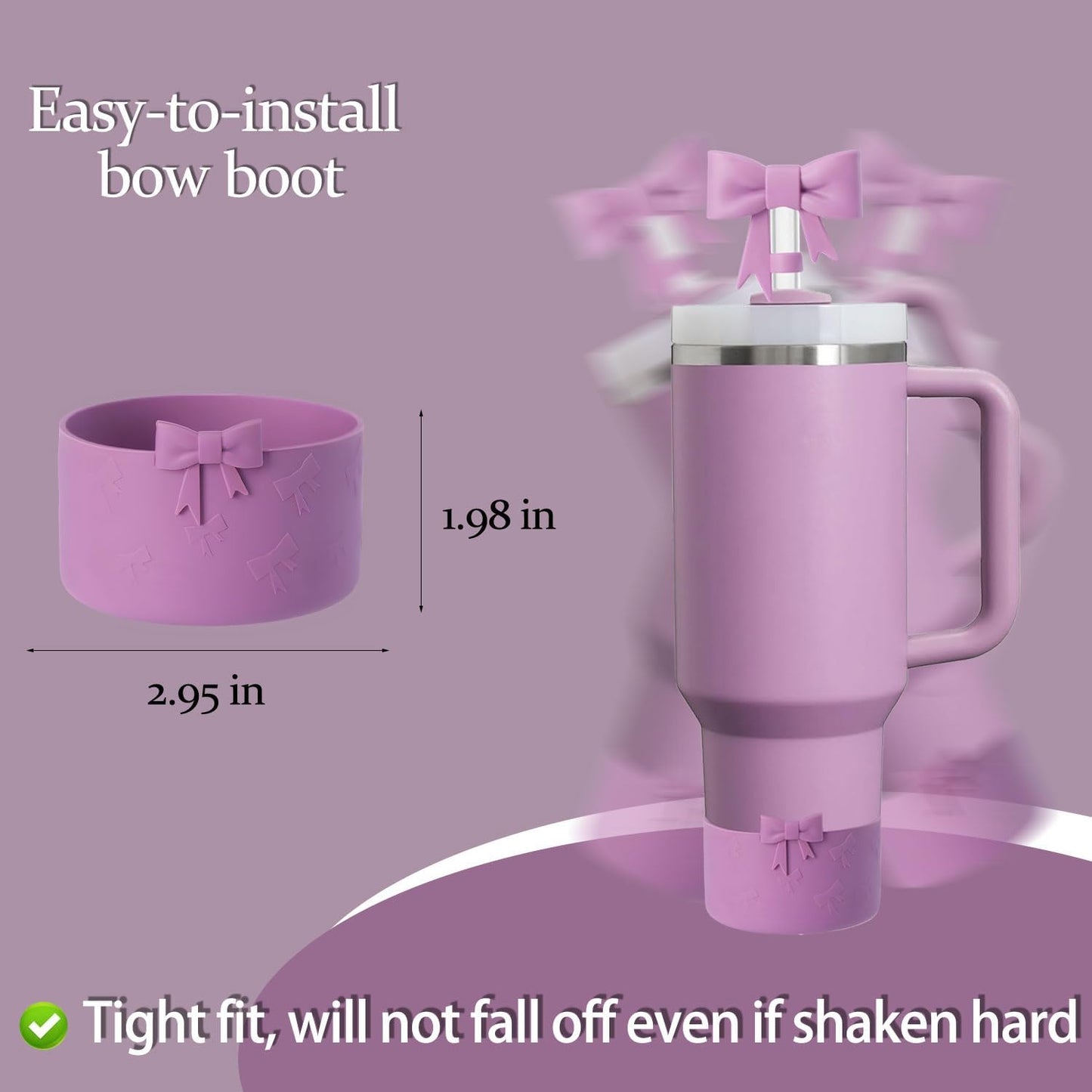Bow Silicone Protective for Stanley Boot for 20/30/40Oz, 2 Pack for Stanley Cup Accessories Compatible 12-24Oz for Hydroflask Boot and More (Pink Set)