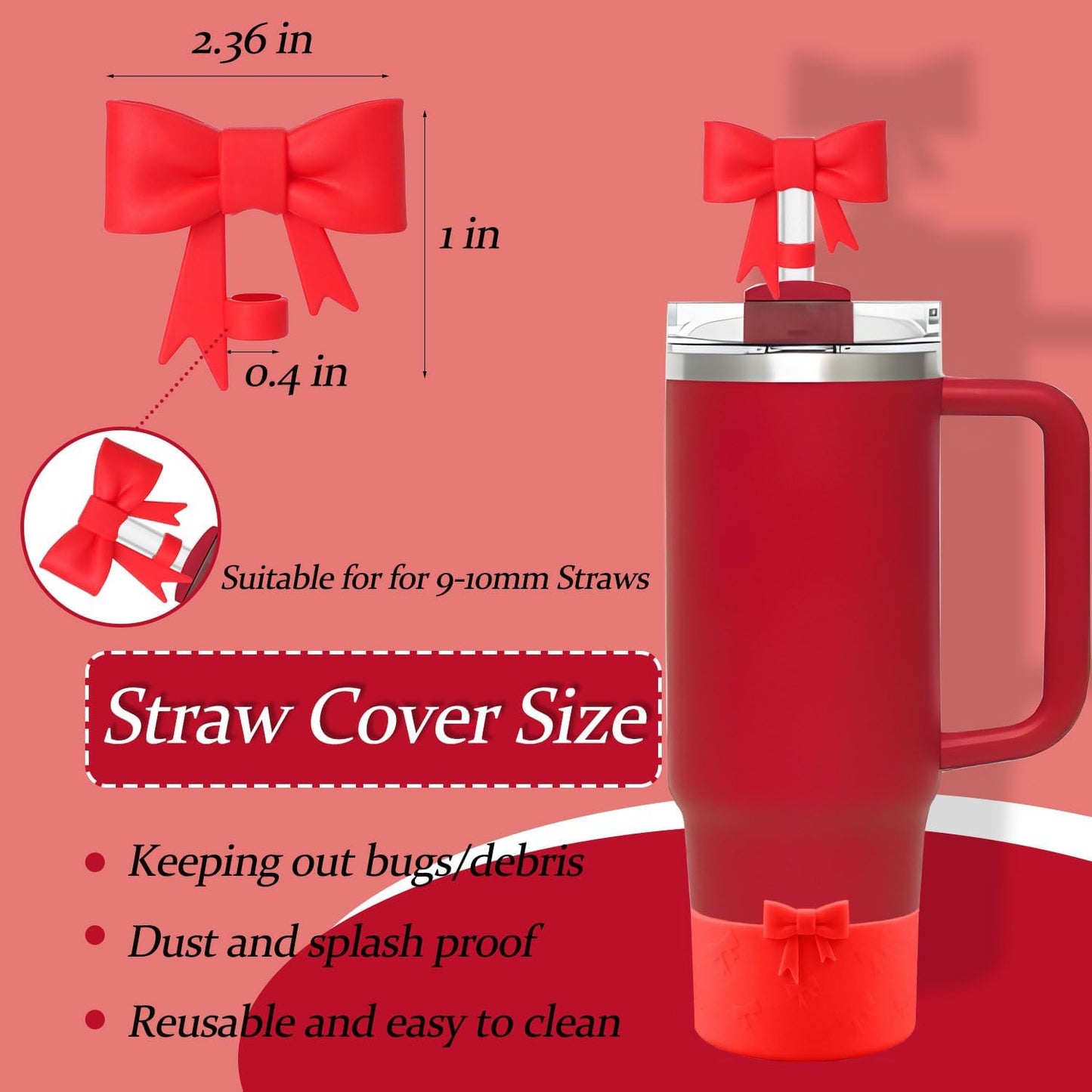 Bow Silicone Protective for Stanley Boot for 20/30/40Oz, 2 Pack for Stanley Cup Accessories Compatible 12-24Oz for Hydroflask Boot and More (Pink Set)