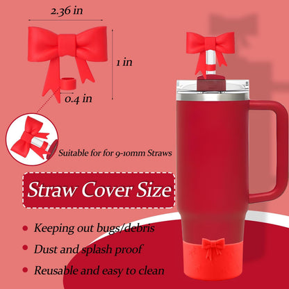 Bow Silicone Protective for Stanley Boot for 20/30/40Oz, 2 Pack for Stanley Cup Accessories Compatible 12-24Oz for Hydroflask Boot and More (Pink Set)