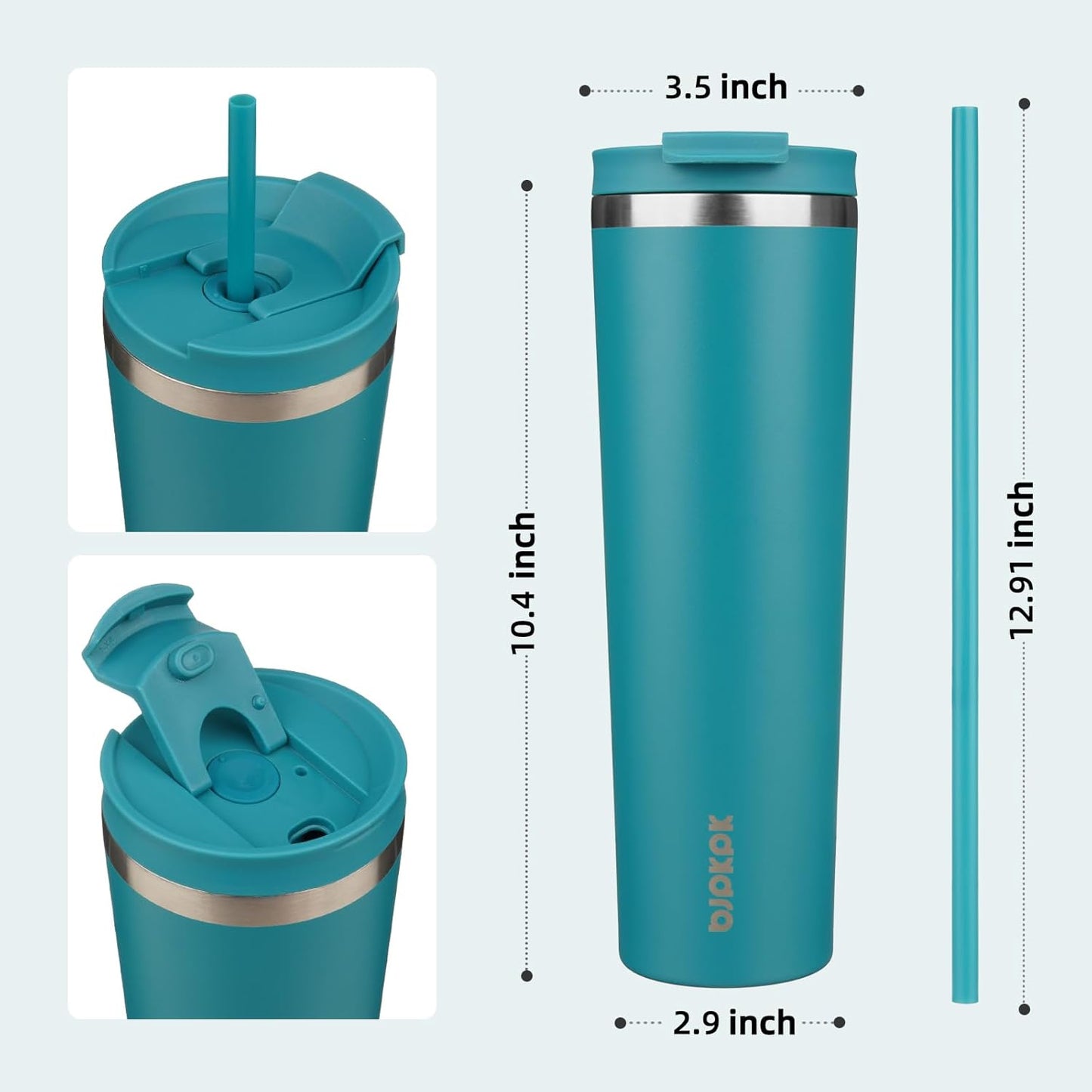BJPKPK 4 Pack Tumbler with Lid and Straw,30oz Insulated Tumblers Bulk Reusable Travel Coffee Mug, Dishwasher Safe Double Wall Vacuum Insulated Cup Gift for Men Women,Light Blue Leopard