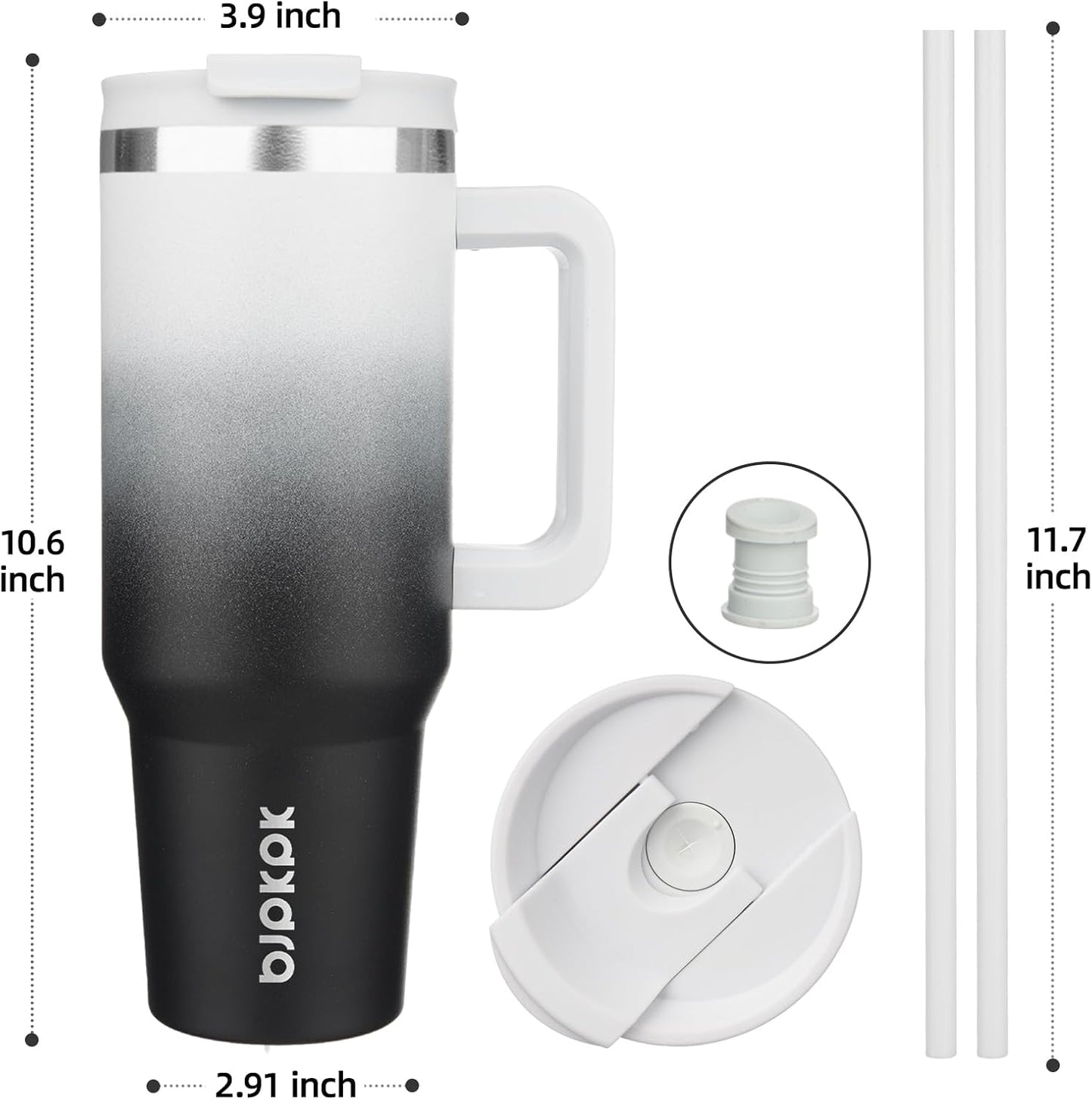 BJPKPK 30oz Stainless Steel Insulated Tumbler With Handle And Lid Straw Travel Coffee Mug Thermal Cup,Black