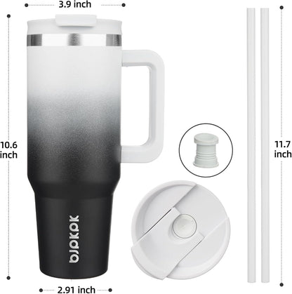 BJPKPK 30oz Stainless Steel Insulated Tumbler With Handle And Lid Straw Travel Coffee Mug Thermal Cup,Black
