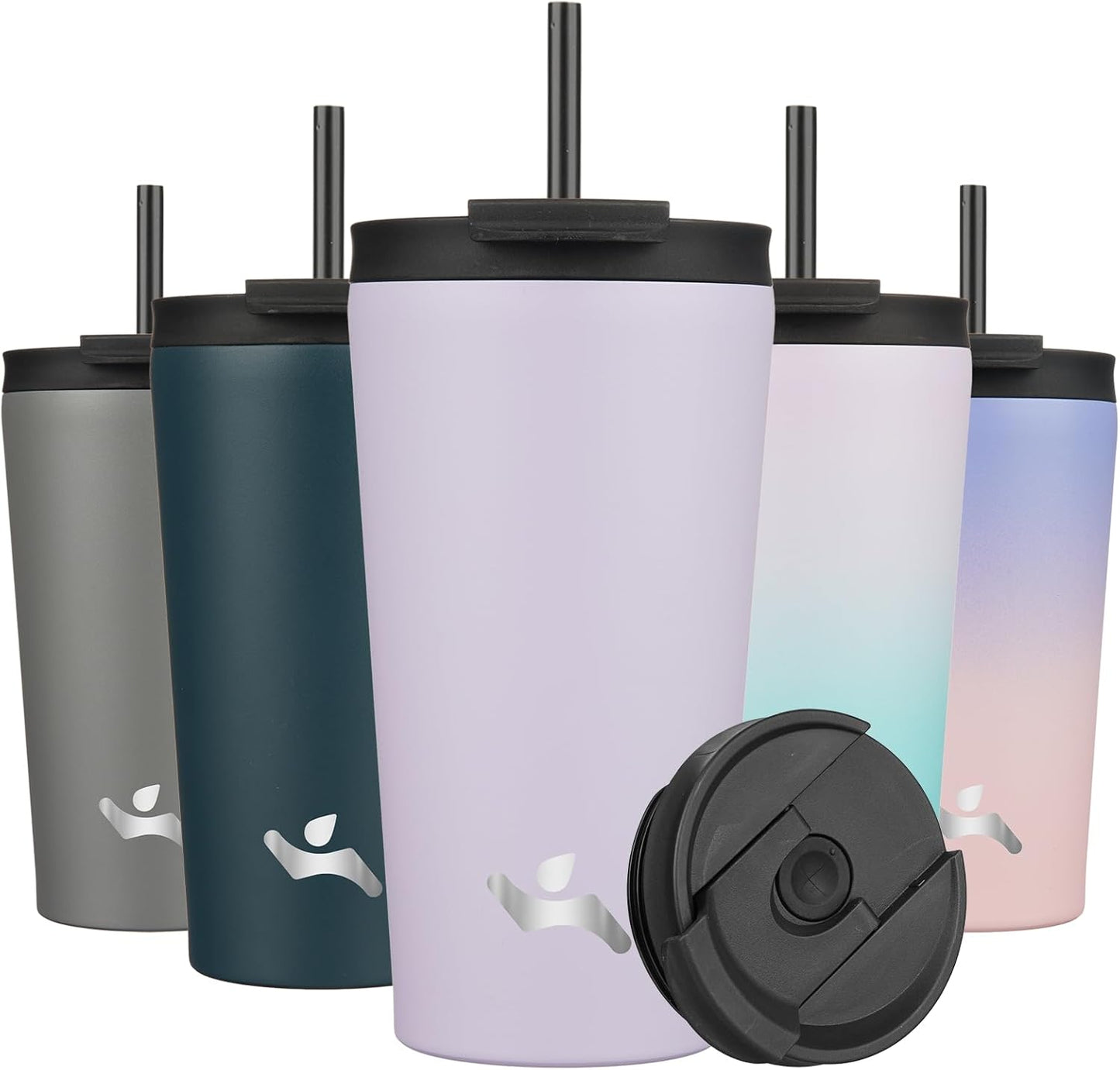 Konokyo 30 OZ Insulated Tumbler with Lid and 2 Straws Stainless Steel Water Bottle Vacuum Travel Mug Coffee Cup,Pastel Sunset