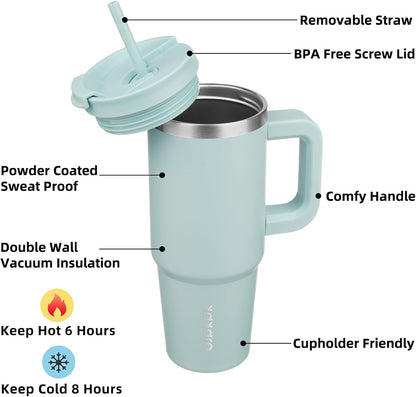 BJPKPK 30oz Stainless Steel Insulated Tumbler With Handle And Lid Straw Travel Coffee Mug Thermal Cup,Black