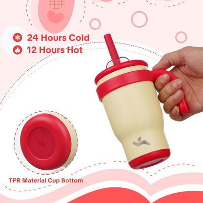 Konokyo 30 oz Tumbler with Side Handle, Insulated Water Bottle with Straw and 2 in 1 Lid, Stainless Steel Cup Travel Coffee Mug for Sports Office Gym,Purple