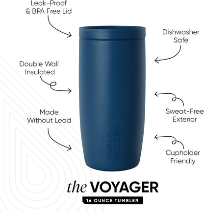 Simple Modern Halloween Signature Voyager | 16oz Travel Coffee Mug Tumbler with 360° Lid | Gifts for Women Men | Ceramic-Lined Insulated Stainless Steel Cold Brew Iced Coffee Cup | Spooky Mix