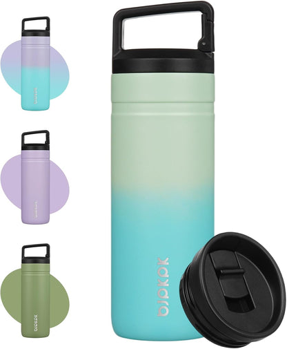 BJPKPK Insulated Water Bottle with 2 Lids,20 oz Double Wall Stainless Steel Vacuum Tumbler Travel Coffee Mug,Wide Mouth Thermal Cup,Haze Blue