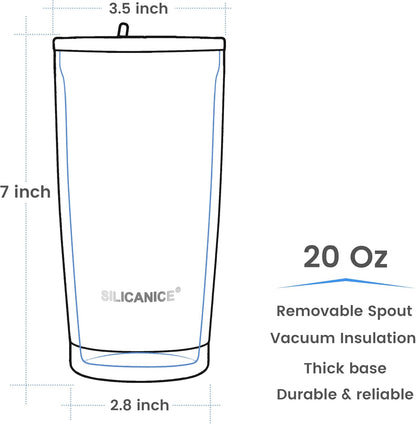 20oz Hygienic Insulated Tumbler — 100% Leakproof Lid with Removable Spout & Straw, Reinforced Vacuum-Protection Base, Cup Holder Friendly, for Iced Coffee, Smoothie/Water on the Go - Pink Sand