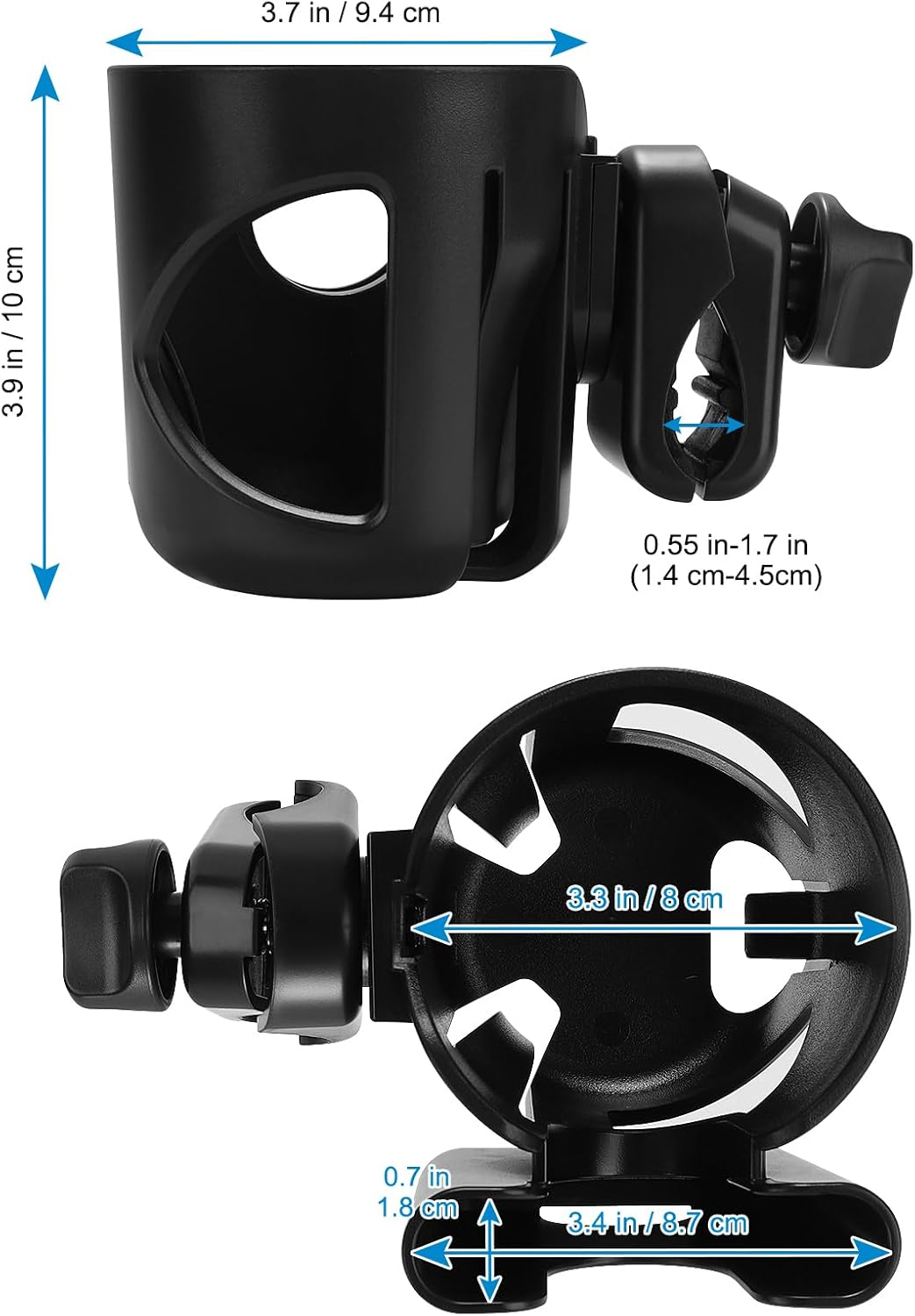 Accmor Stroller Cup Holder, Universal Cup Holder for Walker Wheelchair Bike, 360° Rotatable Stroller Cup Holder Attachment Accessories for Walker, Wheelchair, Scooter