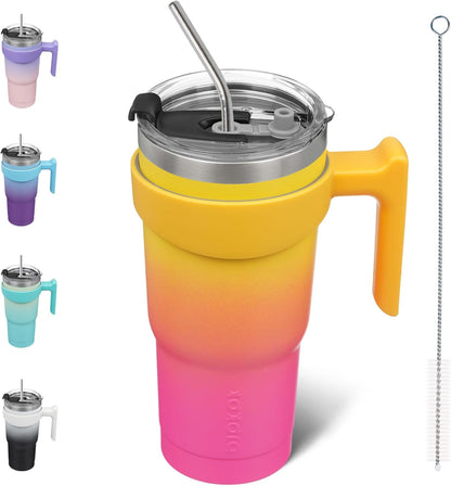 BJPKPK Tumbler With Handle And Straw Lid 40 oz Stainless Steel Insulated Coffee Tumbler Cups For Home, Office or Car,Turquoise