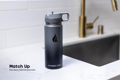 HYDRO CELL Stainless Steel Insulated Water Bottle with Straw - For Cold & Hot Drinks - Metal Vacuum Flask with Screw Cap and Modern Leakproof Sport Thermos for Adults (Neon 18oz)
