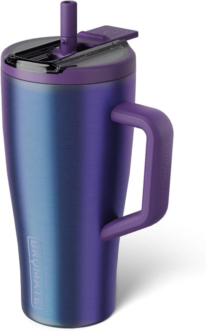 BrüMate Era Flip 30oz Tumbler with 100% Leakproof Covered Straw Lid | Hygienic Covered Straw | Insulated Stainless Steel Water Bottle with Handle | Cup Holder Friendly | BPA-Free (Sage)