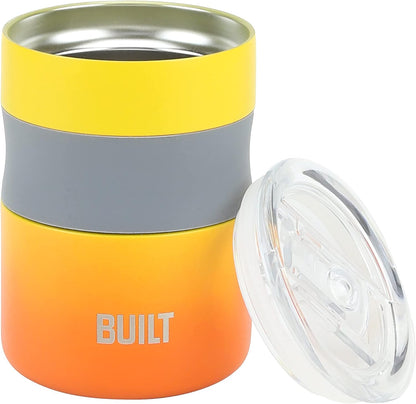 BUILT 12 Ounce Double Wall Vacuum Sealed Stainless Steel, Coffee and Tea Desk Mug, Easy to Clean Tritan Lid with Sliding Splash Guard, Blue Ombre