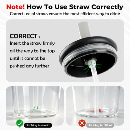 40oz Glass Tumbler with Flip Straw Lid, Handle, Silicone Sleeve, Black | Leakproof Lid, Fits Car Cup Holder Glass for Iced Coffee, Water, Cold Drinks, Travel, Outdoor, Partys&Home