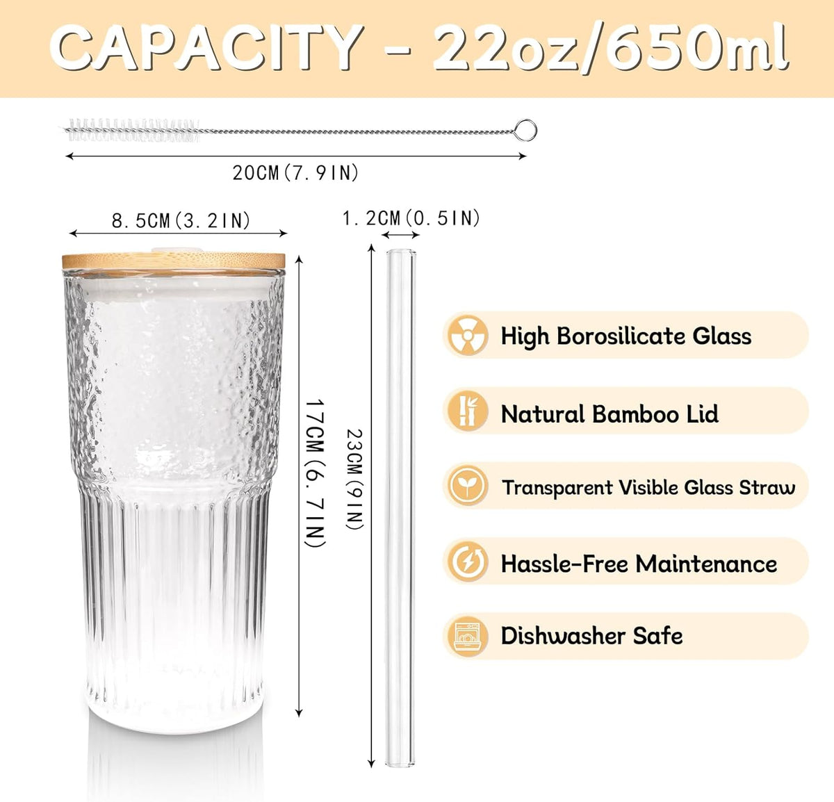 40oz Glass Tumbler with Flip Straw Lid, Handle, Silicone Sleeve, Black | Leakproof Lid, Fits Car Cup Holder Glass for Iced Coffee, Water, Cold Drinks, Travel, Outdoor, Partys&Home
