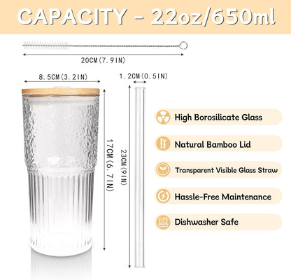 40oz Glass Tumbler with Flip Straw Lid, Handle, Silicone Sleeve, Black | Leakproof Lid, Fits Car Cup Holder Glass for Iced Coffee, Water, Cold Drinks, Travel, Outdoor, Partys&Home