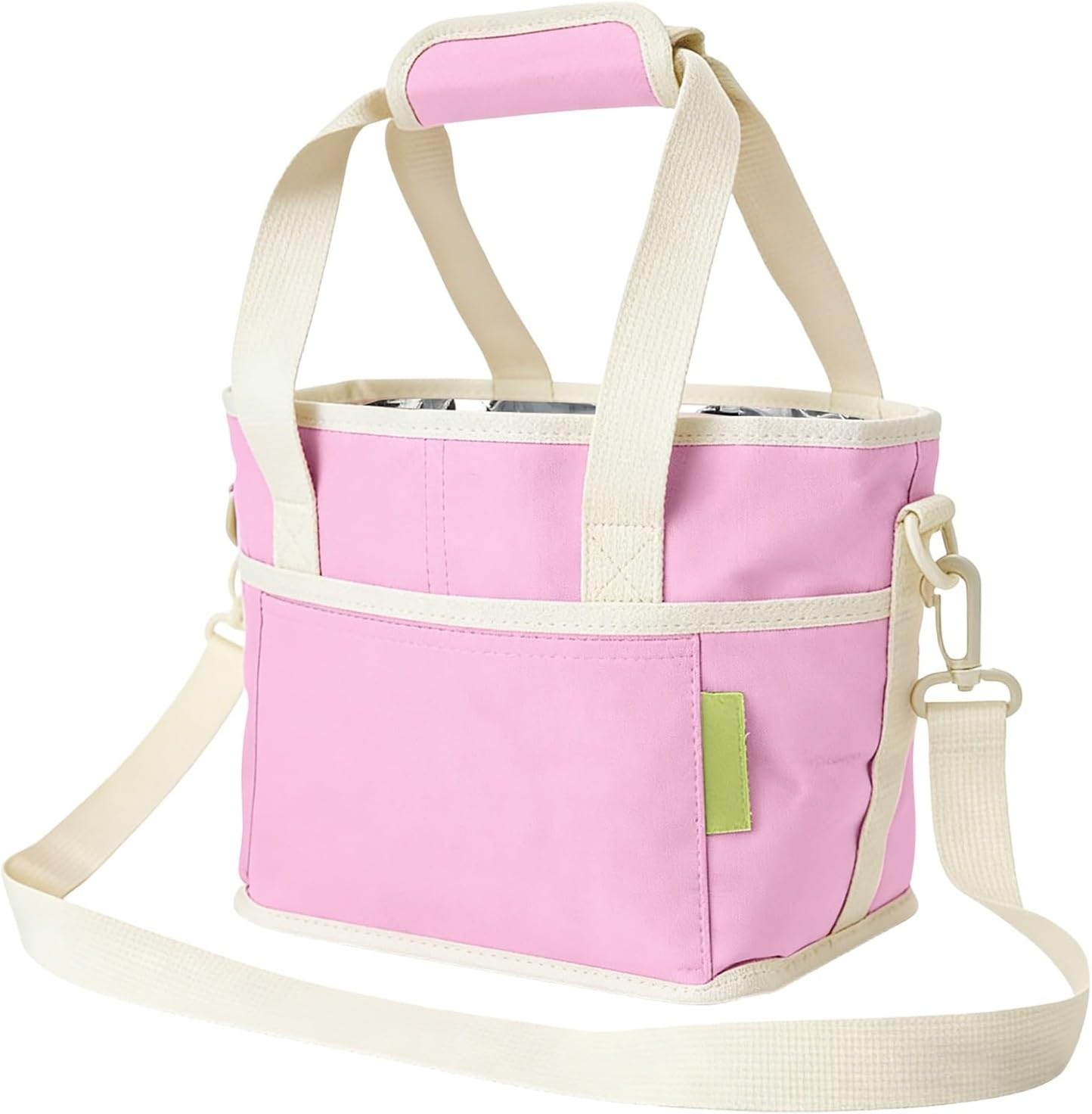 Family Size 4 Compartment Drink Carrier Bag, Cup Carrier Caddy for Hot & Cold Drinks, Portable Cup Holder for Car Travel, Beach, Picnic, Camping & Commute (Pink)