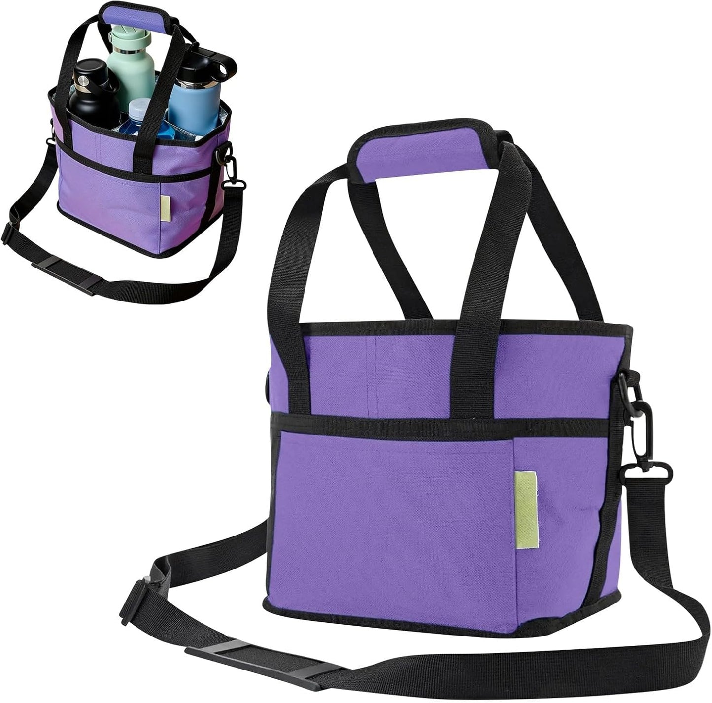 Family Size 4 Compartment Drink Carrier Bag, Cup Carrier Caddy for Hot & Cold Drinks, Portable Cup Holder for Car Travel, Beach, Picnic, Camping & Commute (Pink)