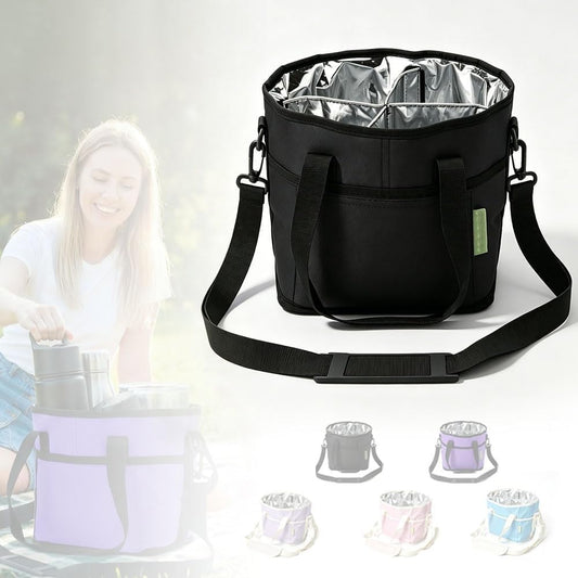 Insulated Drink Carrier Bag for 4 Cups, Water Resistant Multiple Tumbler Tote with Adjustable Shoulder Strap, Leakproof Reusable Coffee Caddy for Travel and Outings (Pink)