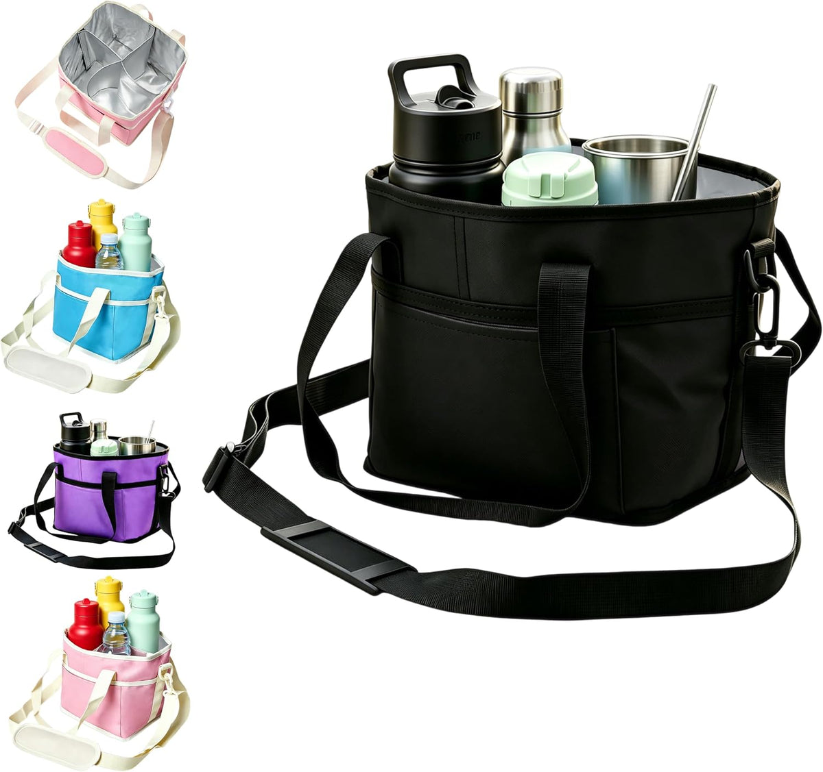 Drink Carrier Bag, Water Bottle Holder with Strap