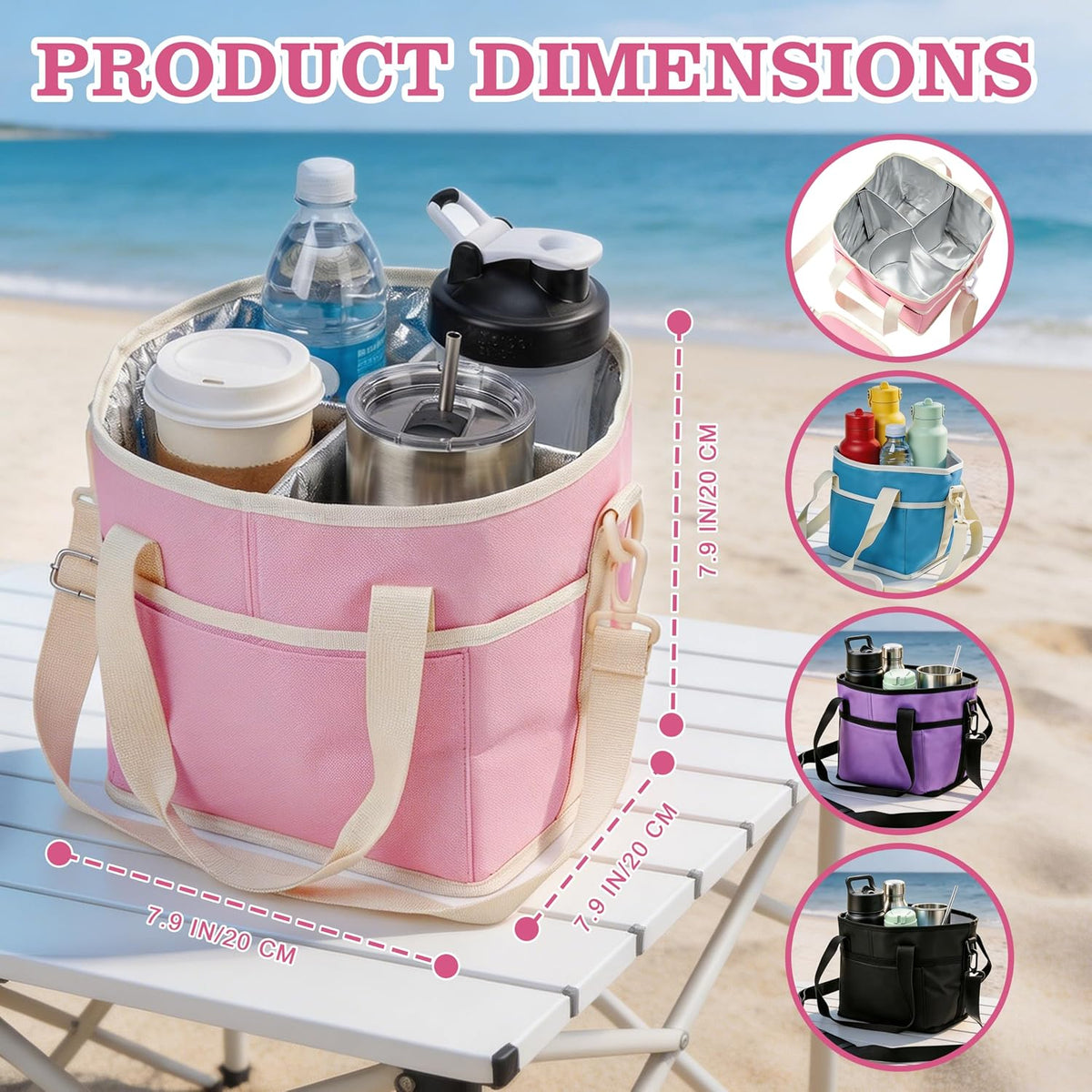 Drink Carrier Bag, Water Bottle Holder with Strap