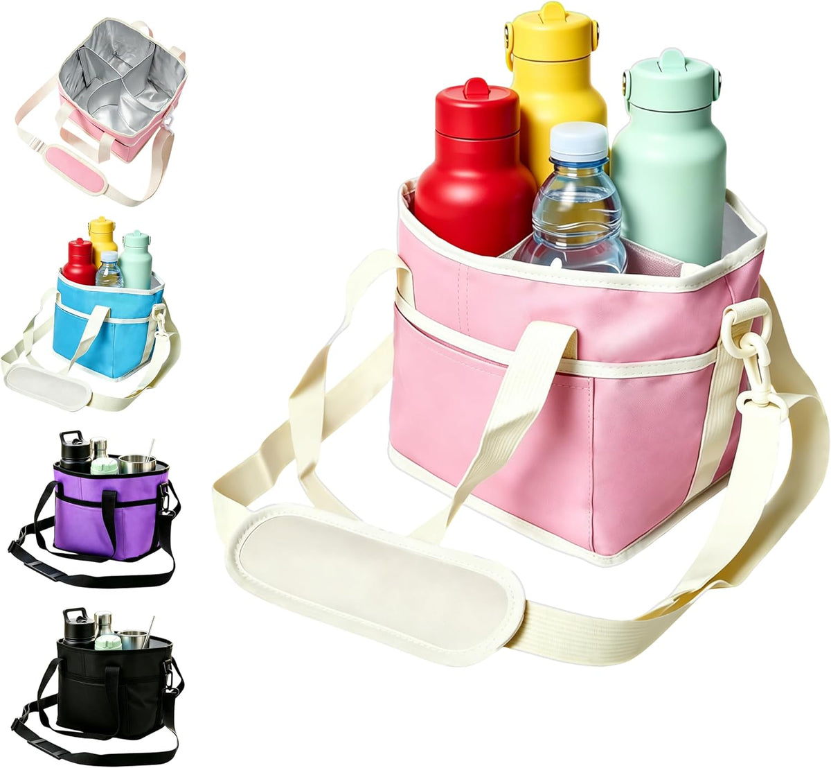 Drink Carrier Bag, Water Bottle Holder with Strap