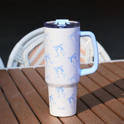 YOME 40oz Mom Tumbler with Handle and Flip Straw | Stainless Steel Best Mom Ever Gifts Insulated Water Bottle | Keeps Drinks Cold | Dishwasher Safe | Cupholder Friendly | Gym Travel Yoga