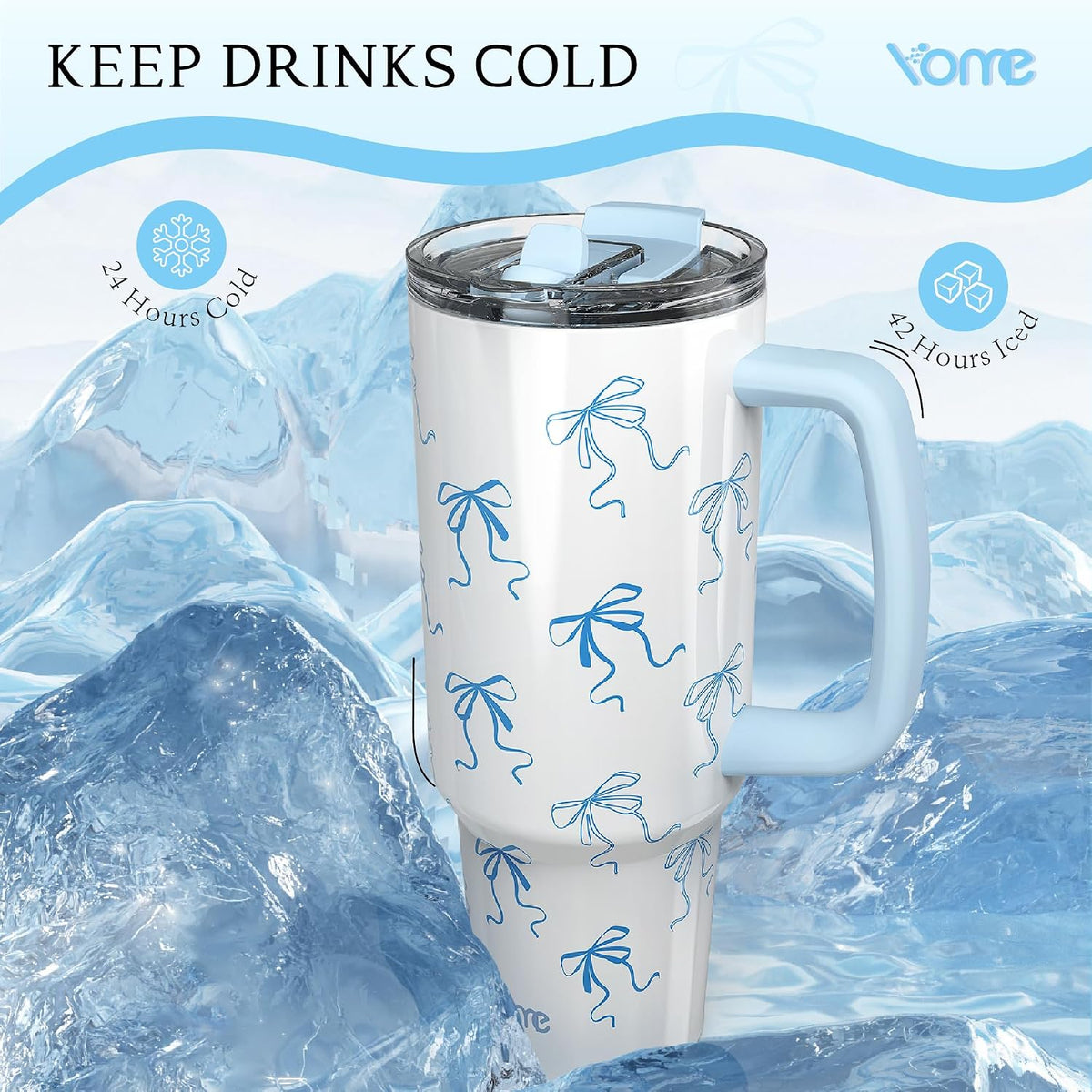 YOME 40oz Mom Tumbler with Handle and Flip Straw | Stainless Steel Best Mom Ever Gifts Insulated Water Bottle | Keeps Drinks Cold | Dishwasher Safe | Cupholder Friendly | Gym Travel Yoga