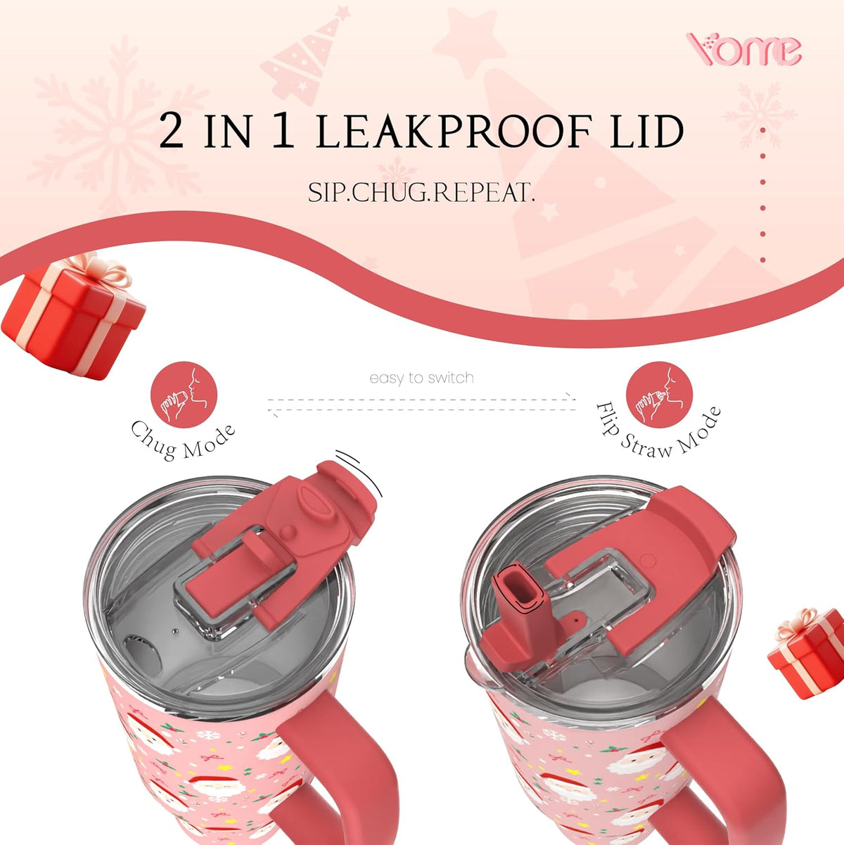 YOME 40oz Mom Tumbler with Handle and Flip Straw | Stainless Steel Best Mom Ever Gifts Insulated Water Bottle | Keeps Drinks Cold | Dishwasher Safe | Cupholder Friendly | Gym Travel Yoga