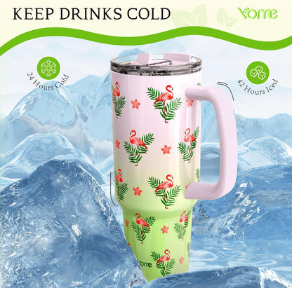 YOME 40oz Mom Tumbler with Handle and Flip Straw | Stainless Steel Best Mom Ever Gifts Insulated Water Bottle | Keeps Drinks Cold | Dishwasher Safe | Cupholder Friendly | Gym Travel Yoga
