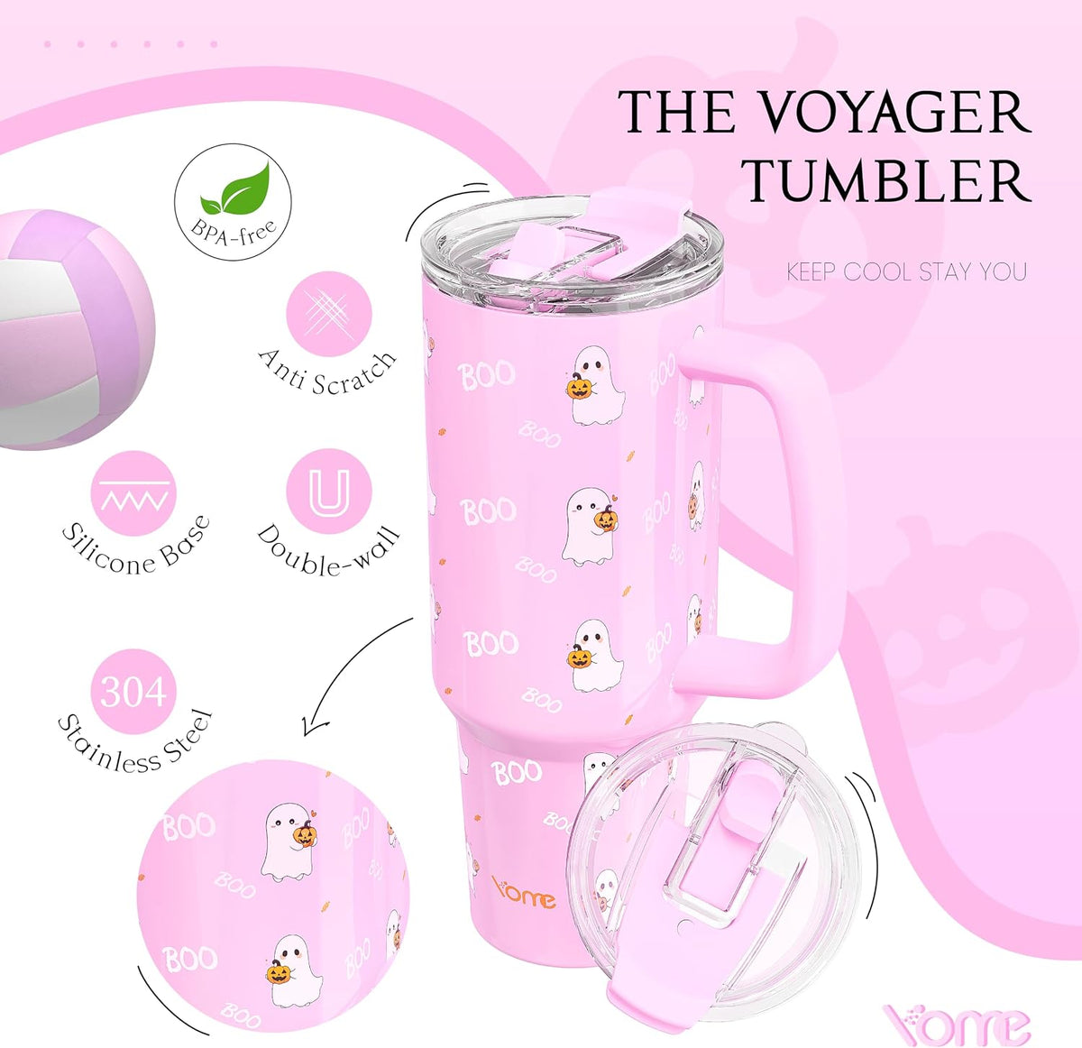 YOME 40oz Mom Tumbler with Handle and Flip Straw | Stainless Steel Best Mom Ever Gifts Insulated Water Bottle | Keeps Drinks Cold | Dishwasher Safe | Cupholder Friendly | Gym Travel Yoga