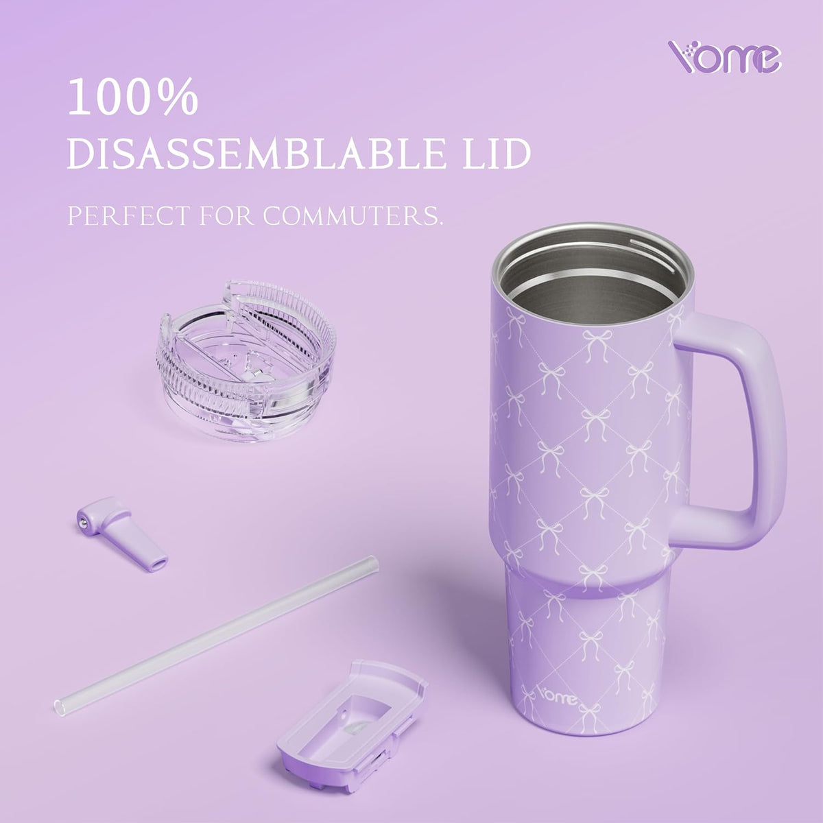 YOME 40oz Mom Tumbler with Handle and Flip Straw | Stainless Steel Best Mom Ever Gifts Insulated Water Bottle | Keeps Drinks Cold | Dishwasher Safe | Cupholder Friendly | Gym Travel Yoga