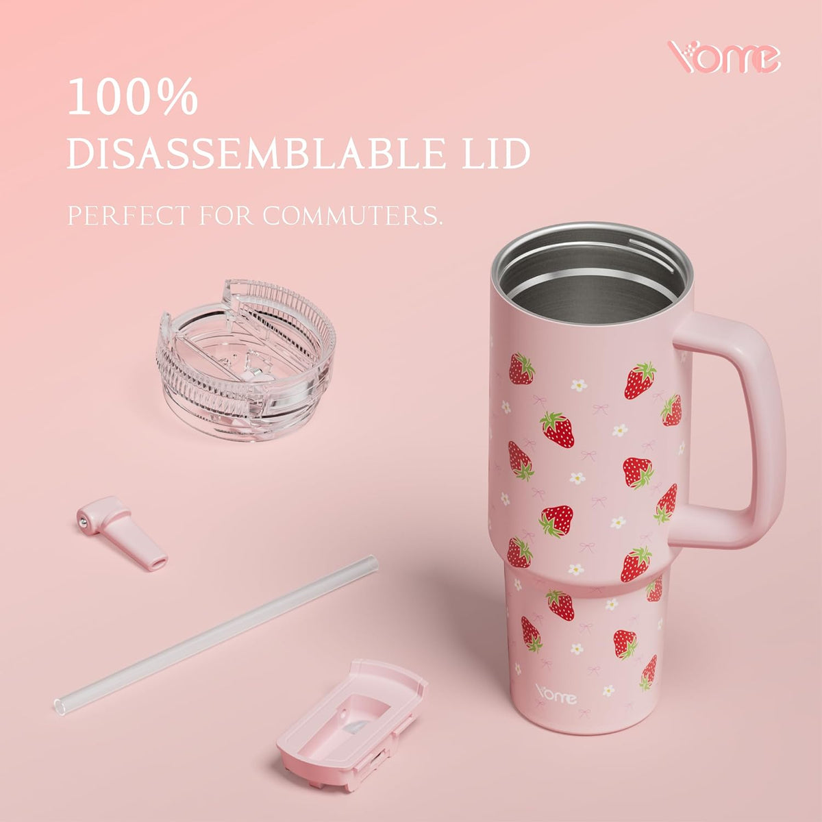 YOME 40oz Mom Tumbler with Handle and Flip Straw | Stainless Steel Best Mom Ever Gifts Insulated Water Bottle | Keeps Drinks Cold | Dishwasher Safe | Cupholder Friendly | Gym Travel Yoga
